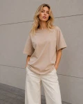 Футболка унісекс базова oversize Premium CRC FP-233-10 59409, Колір: Бежевий, Розмір: XS