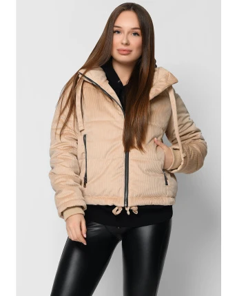 Куртка жіноча вельветова X-Woyz LS-8857-10 36731, Колір: Бежевий, Розмір: L