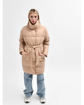 Куртка-пальто женская стеганая X-Woyz LS-8931-18 55460, Цвет: Т. бежевый, Размер: M
