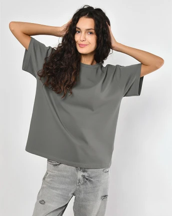 Футболка жіноча oversize Premium CRC FP-140-4 59450, Колір: Сірий, Розмір: M, зображення 6