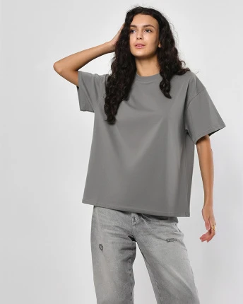 Футболка жіноча oversize Premium CRC FP-140-4 59450, Колір: Сірий, Розмір: M