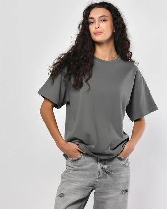 Футболка жіноча oversize Premium CRC FP-140-4 59450, Колір: Сірий, Розмір: M, зображення 2
