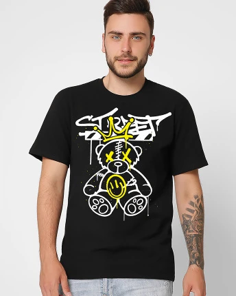 Футболка мужская с принтом Street Bear CRC 16056-8 57080, Цвет: Черный, Размер: S