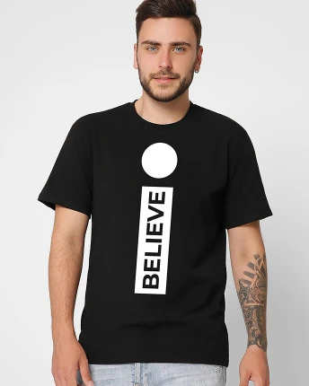 Футболка мужская с принтом Believe CRC 16013-8 56341, Цвет: Черный, Размер: S