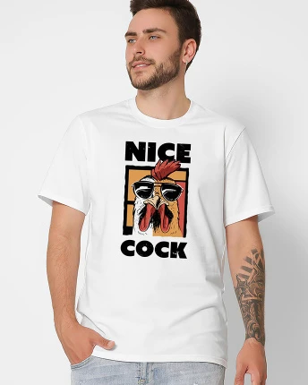 Футболка чоловіча з принтом Nice Cock CRC 16019-3 56354, Колір: Білий, Розмір: S