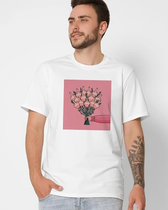 Футболка чоловіча з принтом Finger Flowers CRC 16043-3 57061, Колір: Білий, Розмір: S