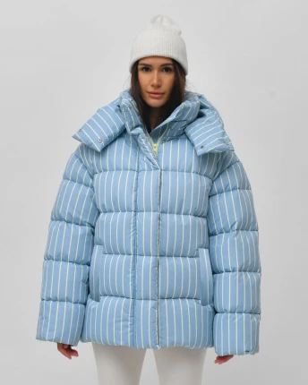 Пуховик женский в полоску X-Woyz LS-89771-11 59693, Цвет: Голубой, Размер: XS