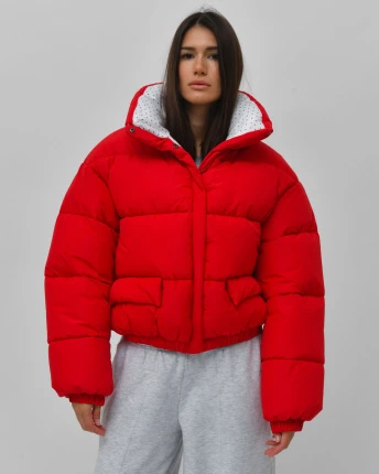 Пуховик женский короткий трендовый X-Woyz LS-8972-14 60214, Цвет: Красный, Размер: XS