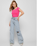 Летние джинсы палаццо 48374, Цвет: Голубой, Размер: 27