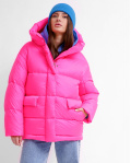 Удобный женский пуховик oversize, цвет розовый 55842, Цвет: Розовый, Размер: S