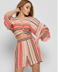 Яскравий жіночий костюм у смужку 48587, Колір: Корал, Розмір: S