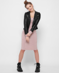 Приталена сукня з затяжками 41856, Колір: Пудровий, Розмір: XS