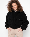 Чорна куртка із штучного хутра баранчика 40421, Колір: Чорний, Розмір: XS