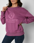 Женский фиолетовый свитшот с вышивкой "ST. Moritz" 52343, Цвет: Фиолетовый, Размер: S