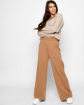 Женский костюм с пуловером и брюками палаццо 52080, Цвет: Бежевый, Размер: ONE SIZE