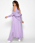 В'язаний костюм-трійка з кардиганом 51240, Колір: Лавандовий, Розмір: ONE SIZE