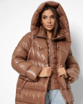 Жіночий коричневий пуховик 46426, Колір: Коричневий, Розмір: S