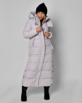 Жіночий довгий пуховик бежевого кольору 56109, Колір: Холодний беж, Розмір: XS