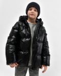 Чорный пуховик с эффектом металлик для мальчиков 56138, Цвет: Черный, Размер: 128