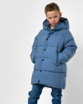 Классический зимний пуховик для мальчика цвета джинс 56307, Цвет: Джинс, Размер: 122