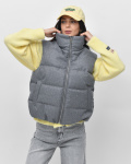 Жіноча стьобана жилетка oversize, сірий меланж 57274, Колір: Сірий, Розмір: S