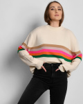 Жіночий джемпер оверсайз зі смужками 55301, Колір: Молочний, Розмір: ONE SIZE
