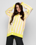 Жовтий кардиган оверсайз у смужку 52091, Колір: Жовтий, Розмір: ONE SIZE