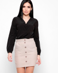 Класична чорна блузка з вирізом 27908, Колір: Чорний, Розмір: XS