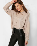 Вільна трикотажна сорочка колір бежевий 37403, Колір: Бежевий, Розмір: S