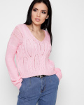 Стильний рожевий светр із візерунком 32423, Колір: Рожевий, Розмір: ONE SIZE