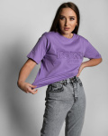 Жіноча бузкова футболка Standart з вишивкою New York 57920, Колір: Лавандовий, Розмір: S