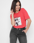 Женская красная футболка Standart с надписью Florida и рисунком девушки 57875, Цвет: Красный, Размер: S