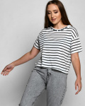 Біла жіноча футболка Standart в горизонтальну смужку 57923, Колір: Білий, Розмір: S