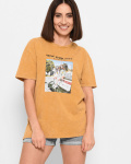 Женская горчичная футболка Standart с принтом и надписью New York City 57882, Цвет: Горчица, Размер: S