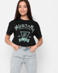 Черная женская футболка Standart с надписью Montana 57884, Цвет: Черный, Размер: S