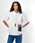 Женская футболкаCRC 26036-3 Cat & Fish 58021, Цвет: Белый, Размер: XS
