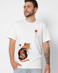 Футболка чоловіча з принтом  CRC 16037-3 Cat Japan 56900, Колір: Білий, Розмір: S