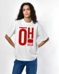 Жіноча біла футболка з принтом Oh La La 57963, Колір: Білий, Розмір: M