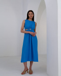 Сарафан міді з вирізами та декоративним кільцем 55960, Колір: Блакитний, Розмір: S