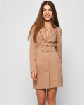 Бежевое платье-пиджак с поясом 36630, Цвет: Бежевый, Размер: XS