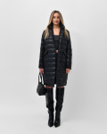 Стьобана куртка-пальто на кнопках колір чорний 36576, Колір: Чорний, Розмір: XS