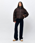 Жіноча весняна пухова куртка коротка, коричнева 57277, Колір: Коричневий, Розмір: XS