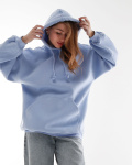 Женский голубой худи оверсайз на флисе 53322, Цвет: Голубой, Размер: L