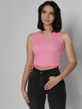 Женский розовый топ в рубчик 55177, Цвет: Розовый, Размер: M