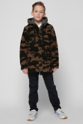 Пальто камуфляжне для хлопчика з трикотажним капюшоном 36751, Колір: Хакі, Розмір: 128
