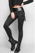 Стильні легінси з бахромою 11280, Колір: Чорний, Розмір: XXS