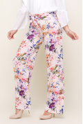 Персиковые брюки в цветочек 32952, Цвет: Персиковий, Размер: XS