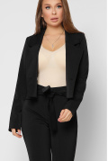 Короткий черный двубортный пиджак 36617, Цвет: Черный, Размер: S