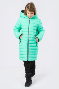 Подовжена стьобана куртка для дівчаток кольору м'ята 33071, Колір: М'ята, Розмір: 122