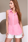Прозора шифонова блузка без рукавів 26643, Колір: Рожевий, Розмір: XS